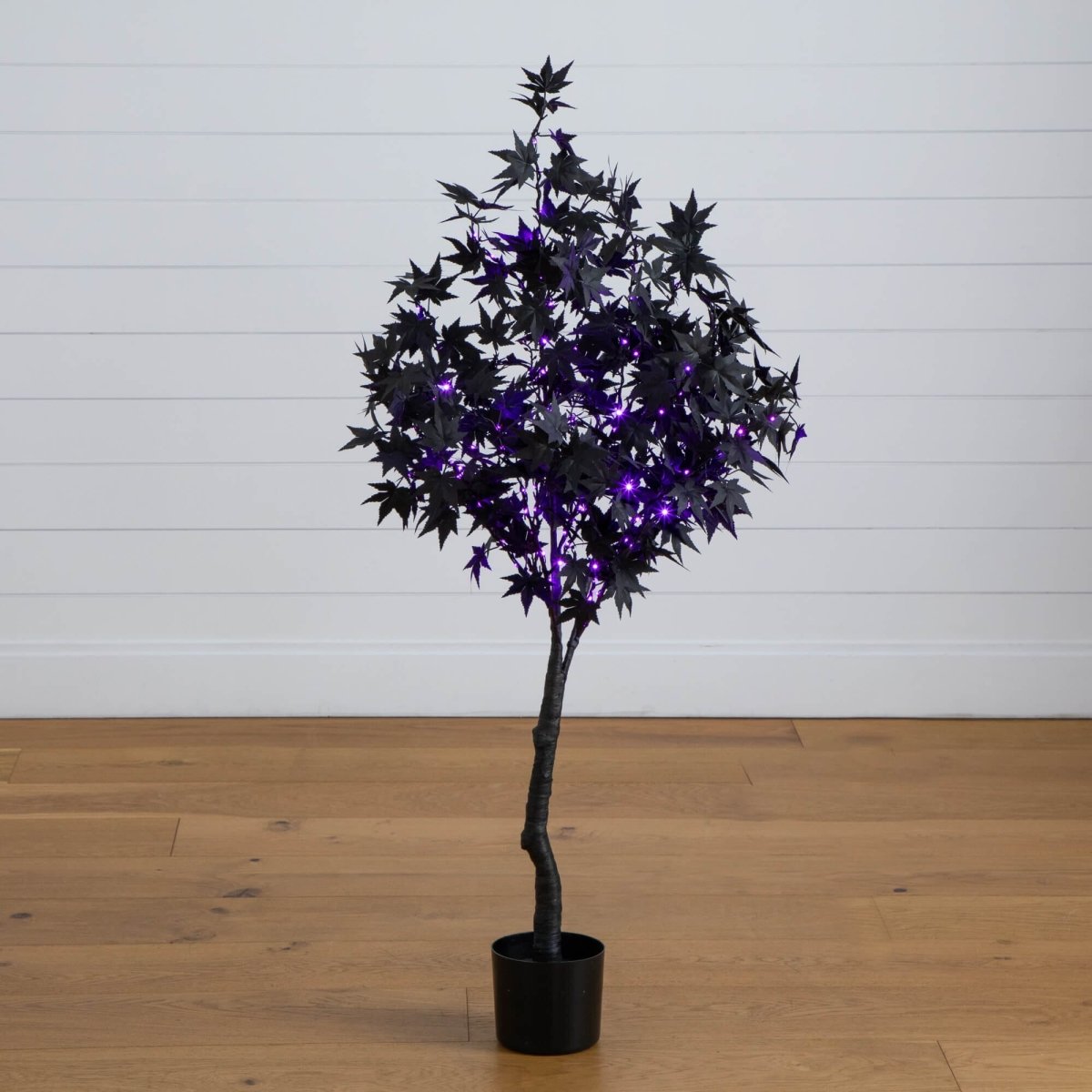 Nearly Natural 4' Pre-Lit Black Maple Halloween Tree with 180 Orange & Purple LEDs
