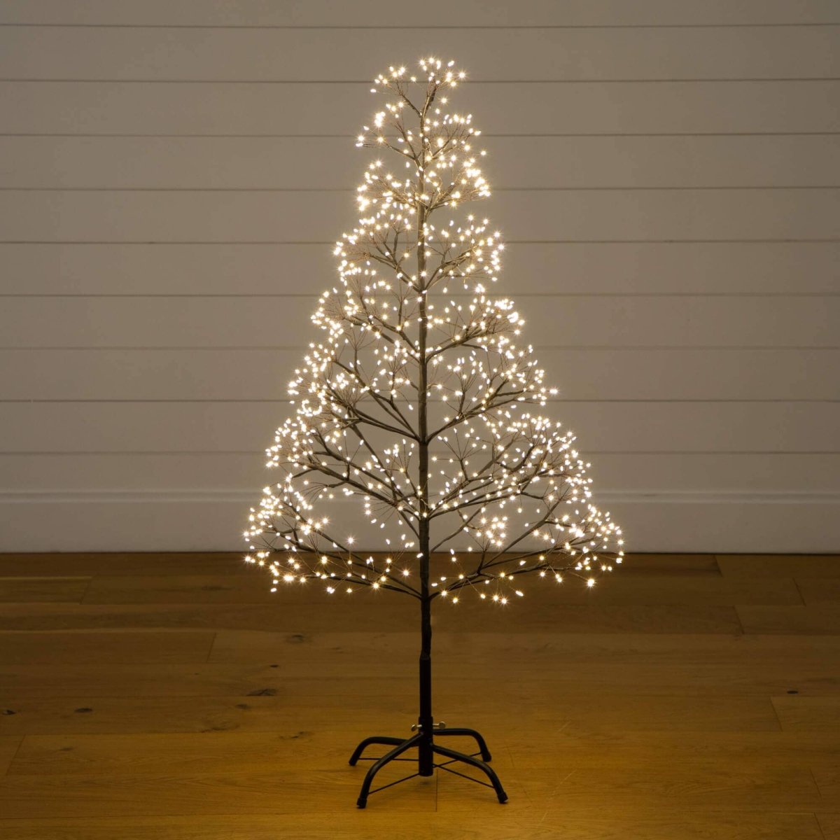 Nearly Natural 4' Pre-Lit Black Starburst Tree with 800 Warm White LEDs