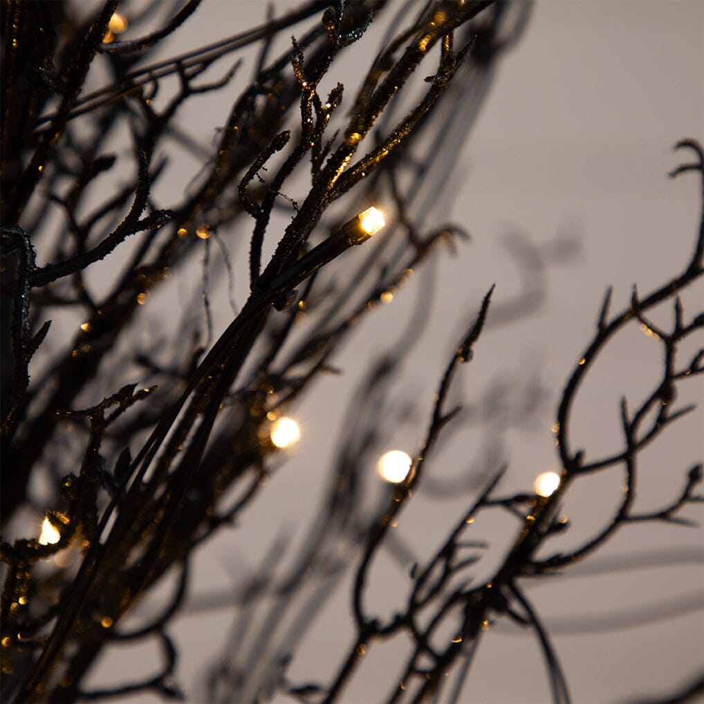 Nearly Natural 4' Pre - Lit Black Twig Halloween Tree - 63 Warm White LEDs Burlap Base