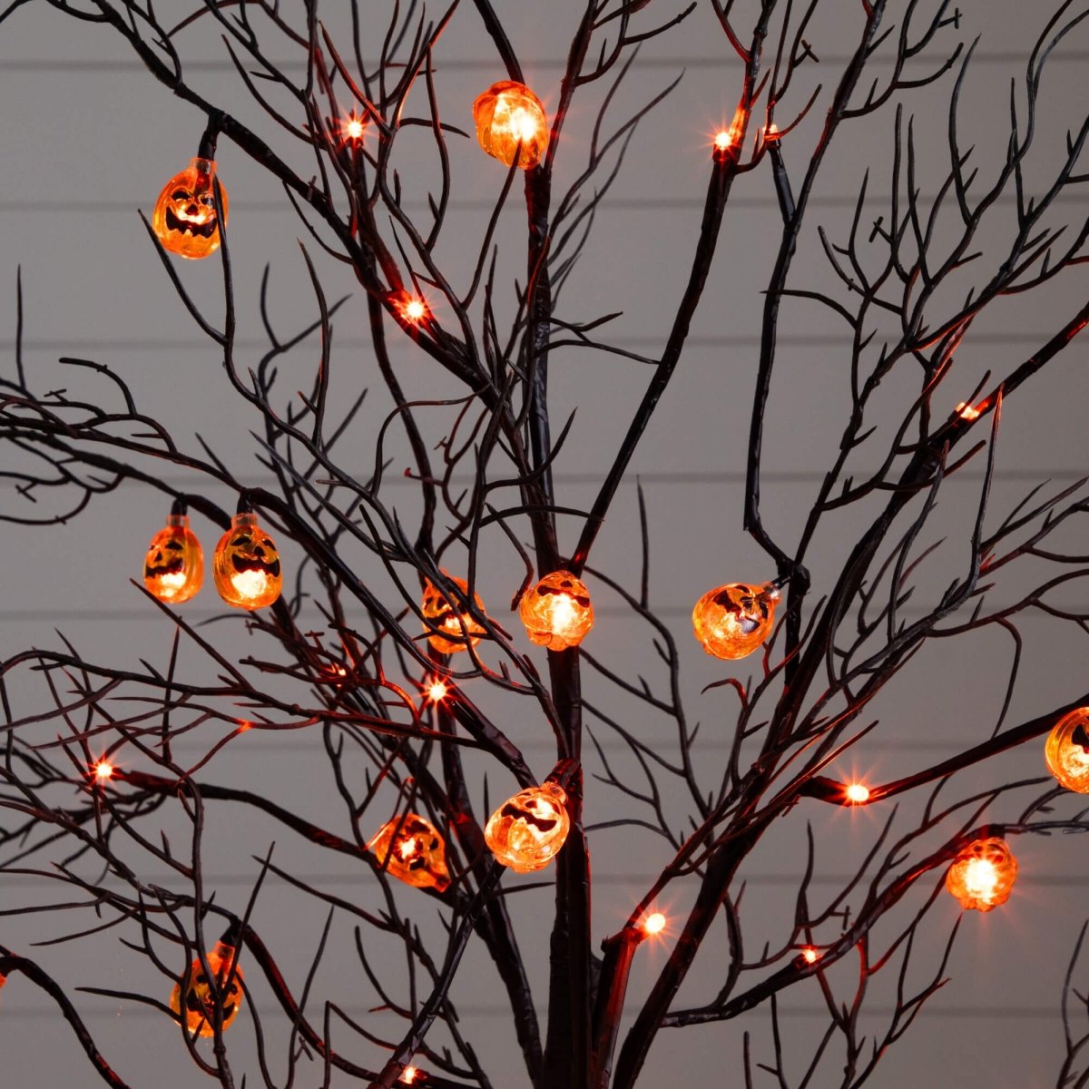 Nearly Natural 4' Pre-Lit Black Twig Halloween Tree with Pumpkin Lights