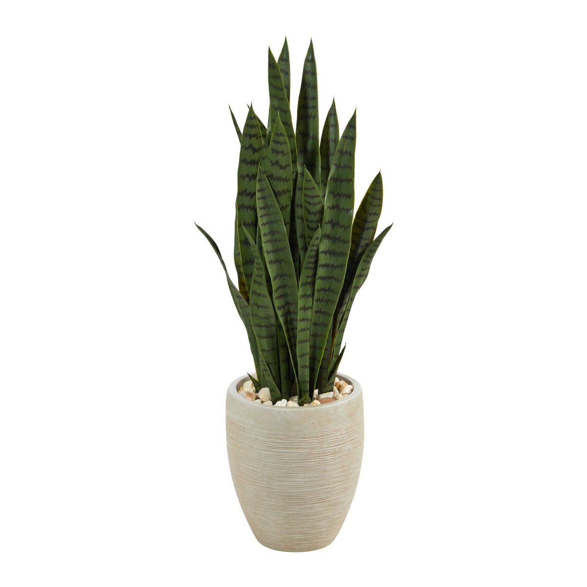 Nearly Natural 40" Sansevieria Artificial Snake Plant - Variegated, Sand Planter
