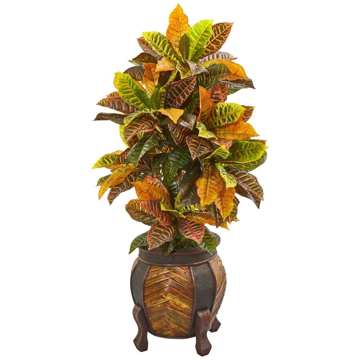 Nearly Natural 44” Croton Artificial Plant in Decorative Planter(Real Touch)