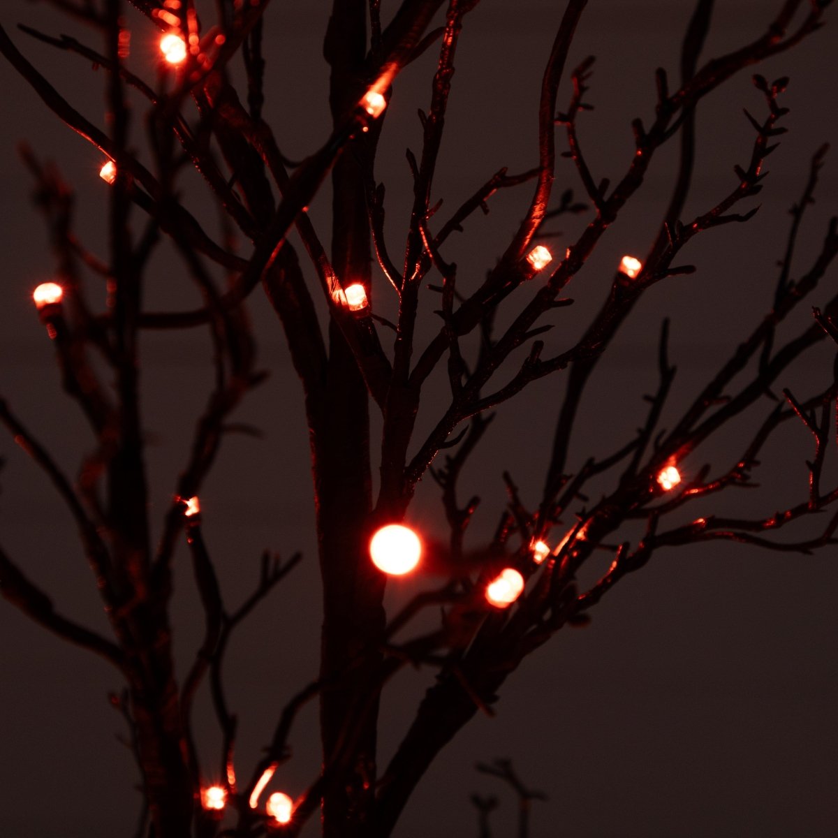 Nearly Natural 4ft Pre - Lit Black Twig Halloween Tree - 81 Orange Purple LED Lights