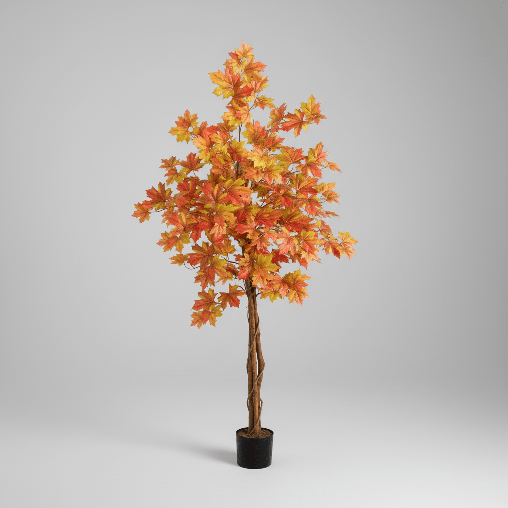 Nearly Natural 5’ Autumn Deluxe Maple Artificial Fall Tree