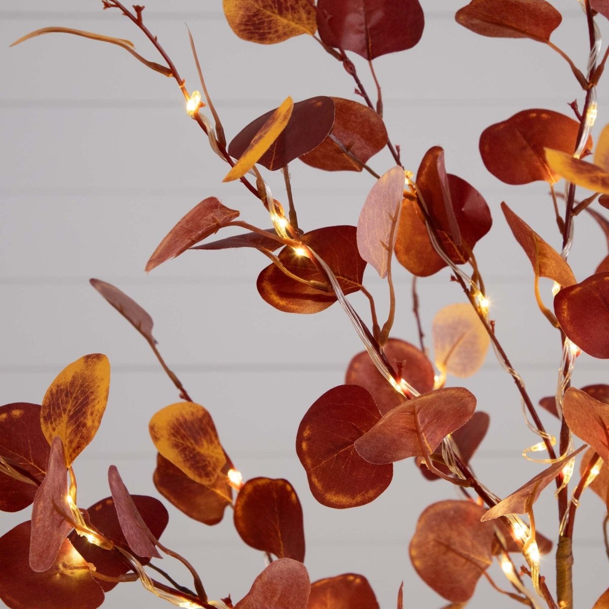 Nearly Natural 5’ Pre - Lit Autumn Eucalyptus Artificial Fall Tree with 220 Warm White LED Lights