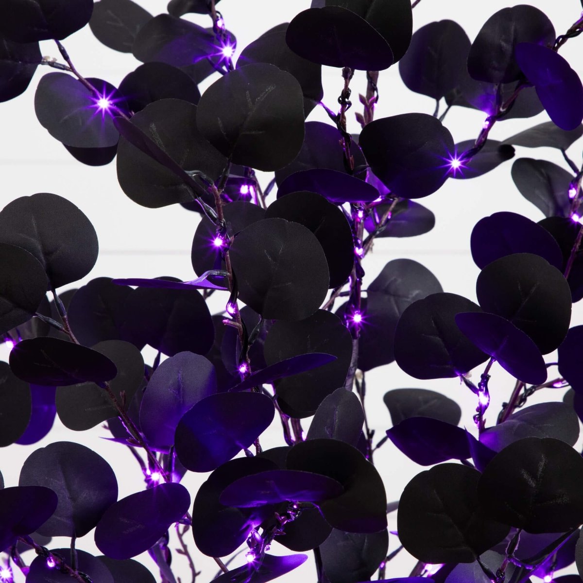 Nearly Natural 5' Pre-Lit Black Eucalyptus Halloween Tree with 220 Orange & Purple LEDs