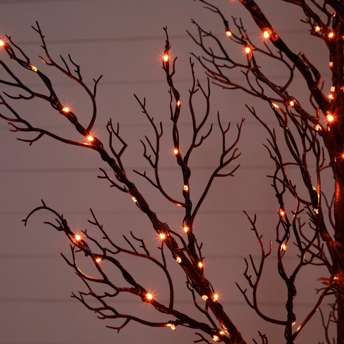 Nearly Natural 5' Pre-Lit Minimalist Halloween Twig Tree with 240 Orange & Purple LEDs
