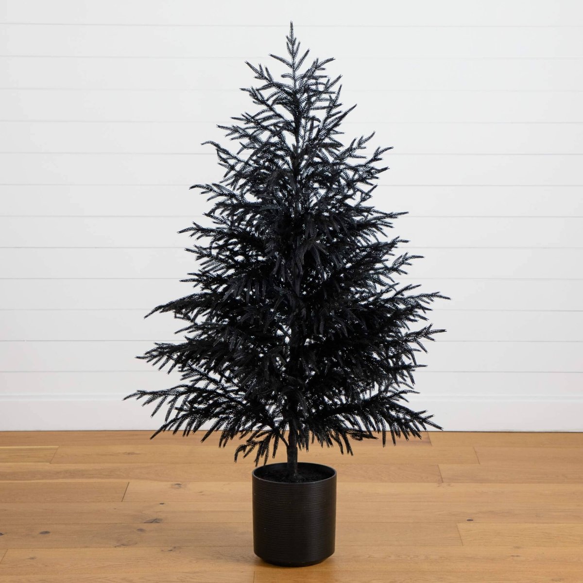Nearly Natural 5' Real Touch Black Norfolk Pine Tree for Halloween & Christmas