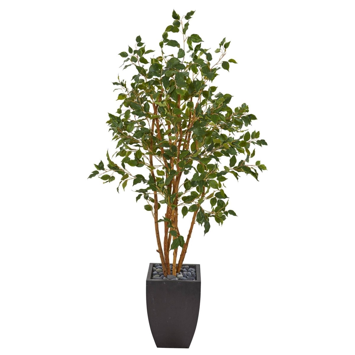 Nearly Natural 58” Ficus Artificial Tree in Black Planter