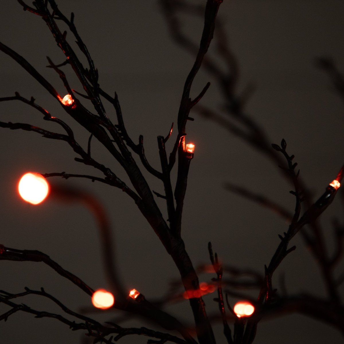 Nearly Natural 5ft Pre - Lit Black Twig Halloween Tree - 102 Orange Purple LED Lights