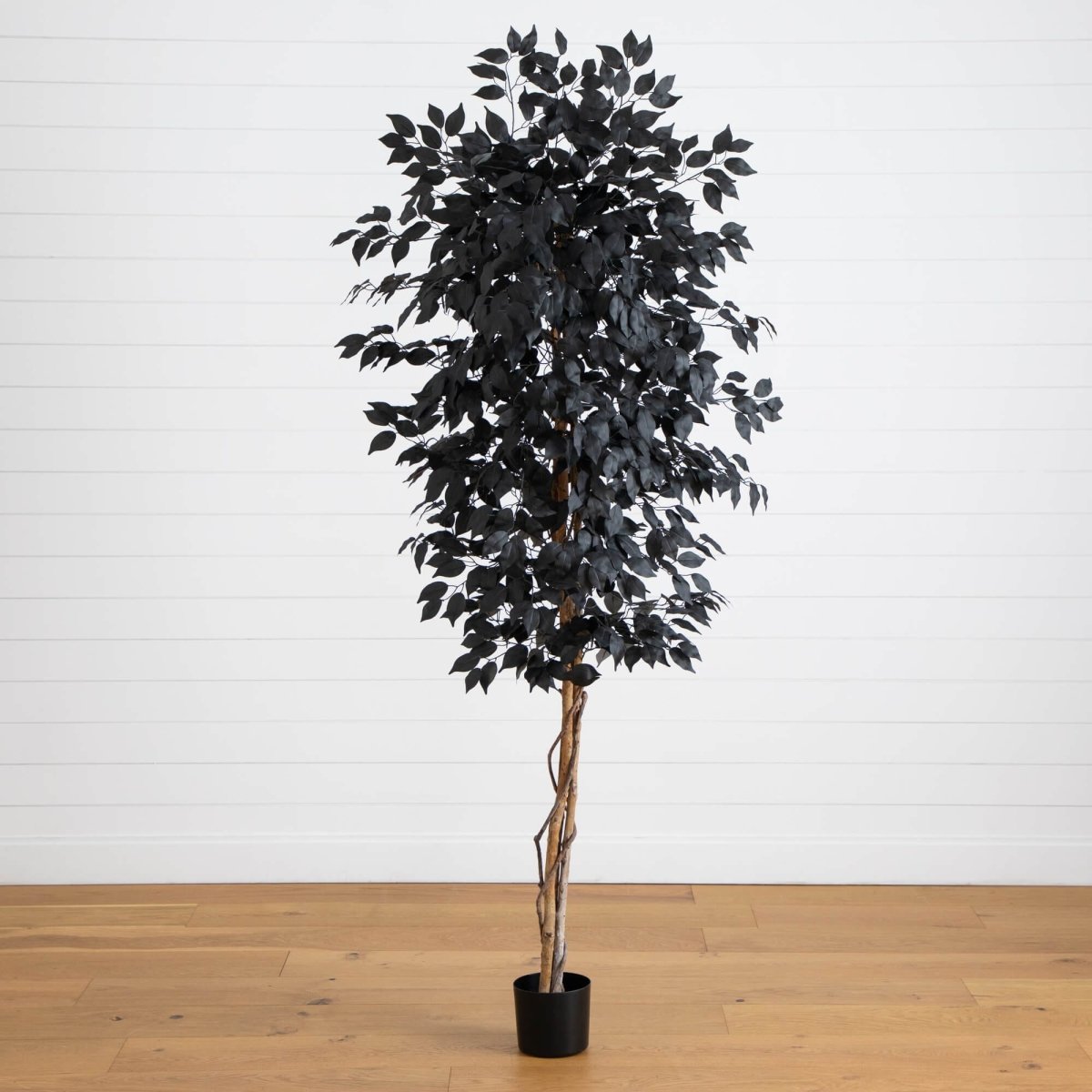 Nearly Natural 6' Artificial Black Ficus Halloween Tree with Natural Trunk