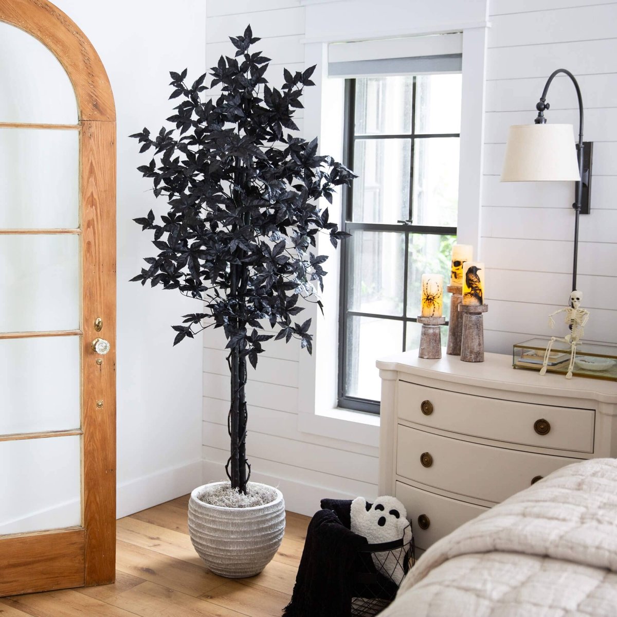 Nearly Natural 6' Artificial Black Maple Halloween Tree with Natural Trunk