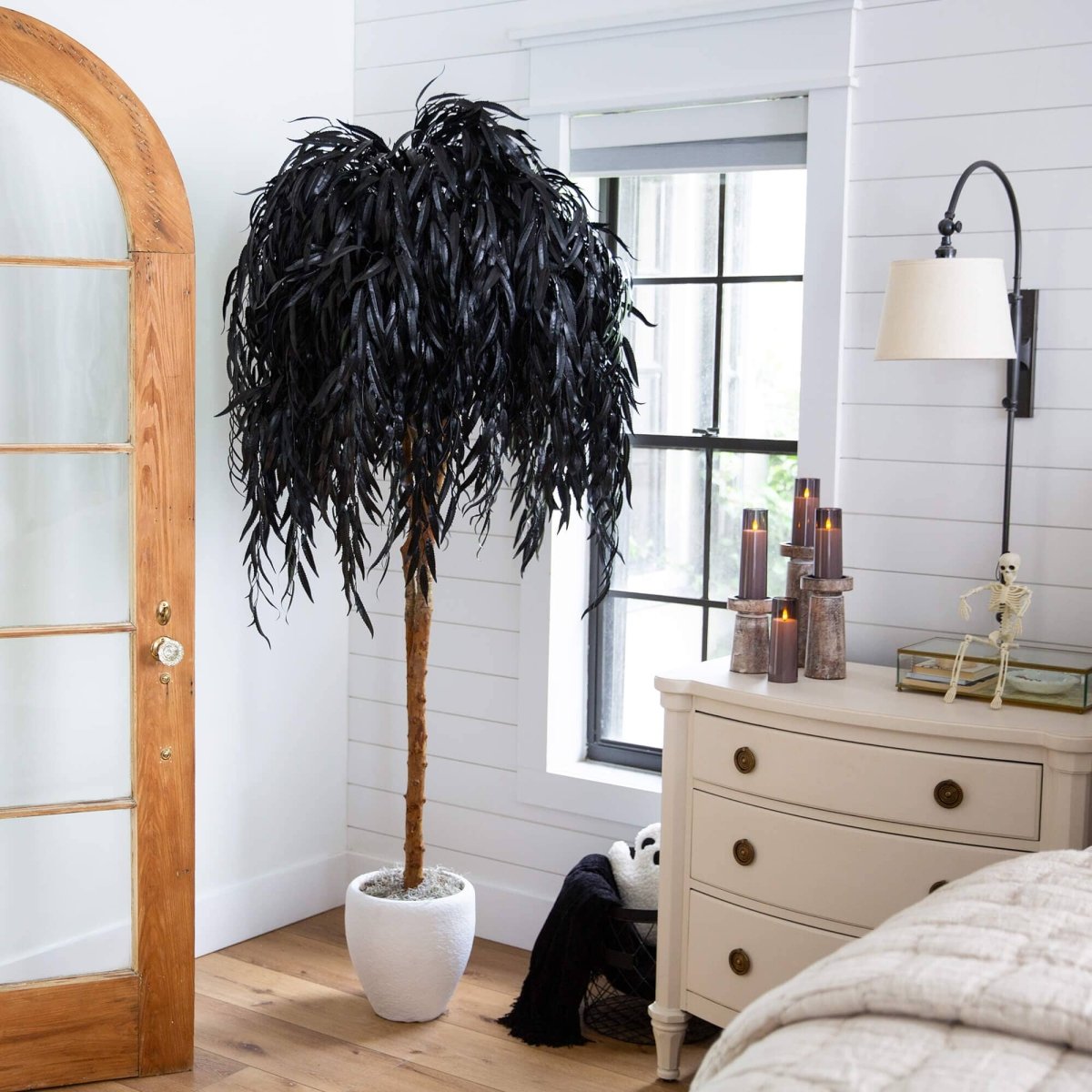Nearly Natural 6' Artificial Black Weeping Willow Tree for Halloween