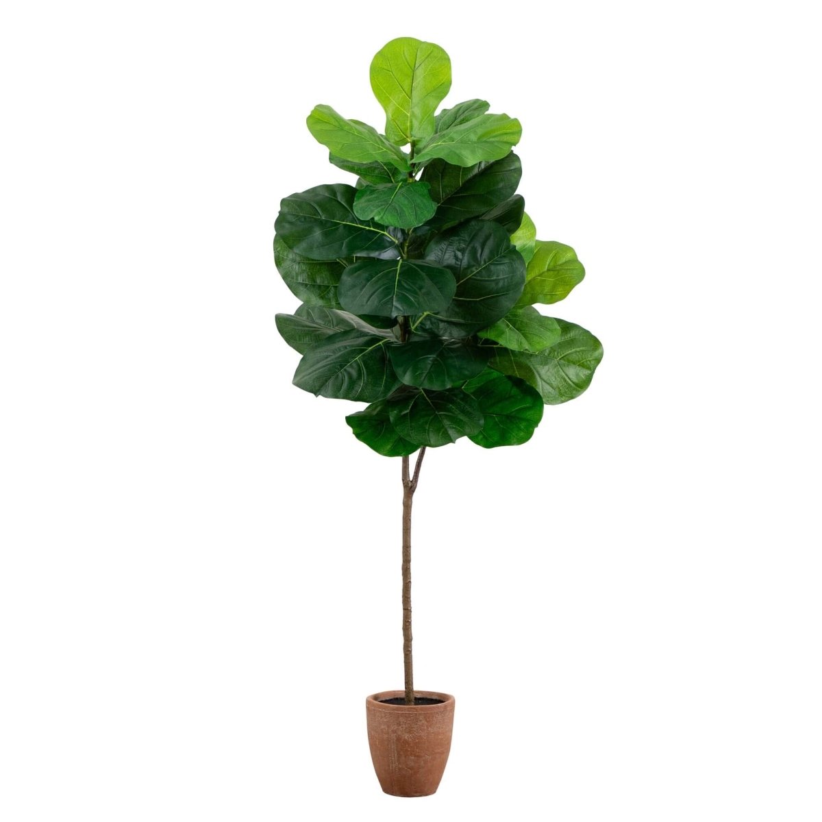 Nearly Natural 6’ Artificial Giant Leaf Fiddle Leaf Fig Tree in Decorative Planter with Real Touch Leaves