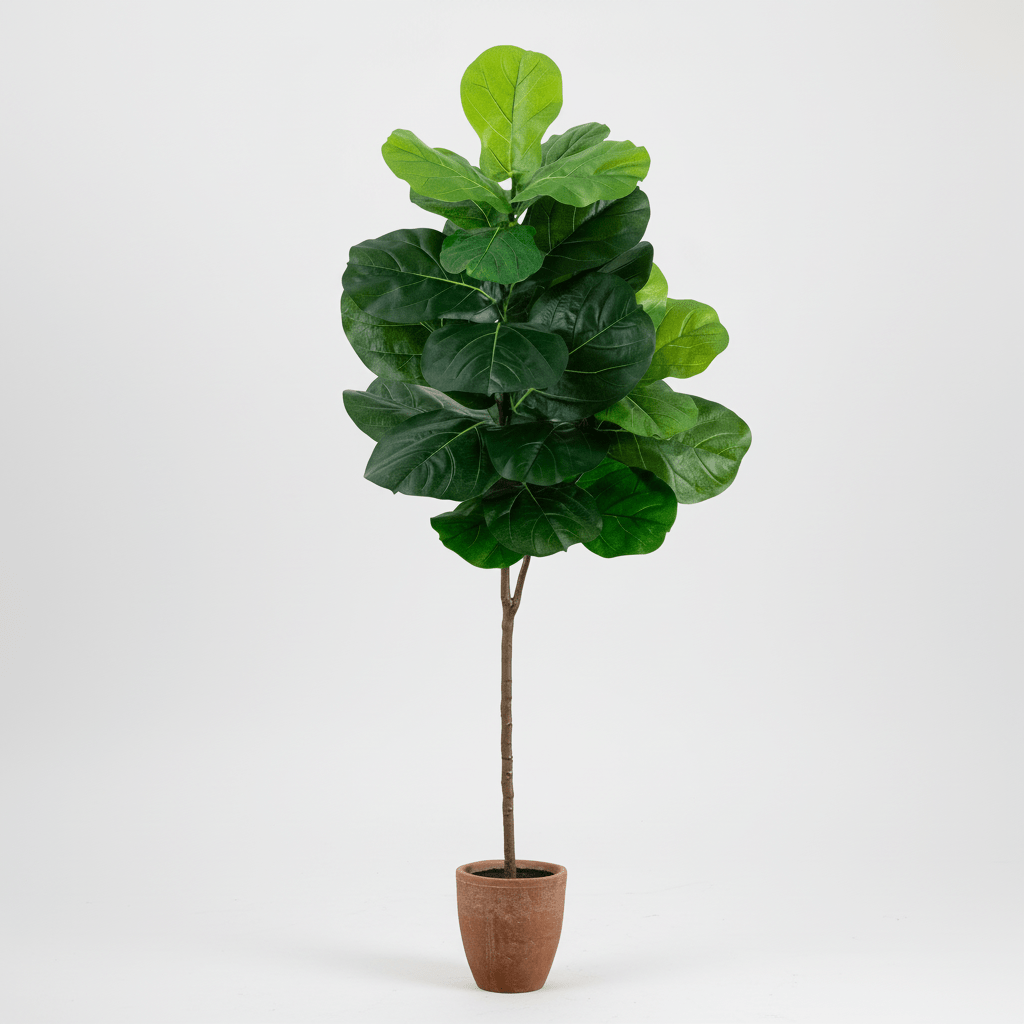 Nearly Natural 6’ Artificial Giant Leaf Fiddle Leaf Fig Tree in Decorative Planter with Real Touch Leaves