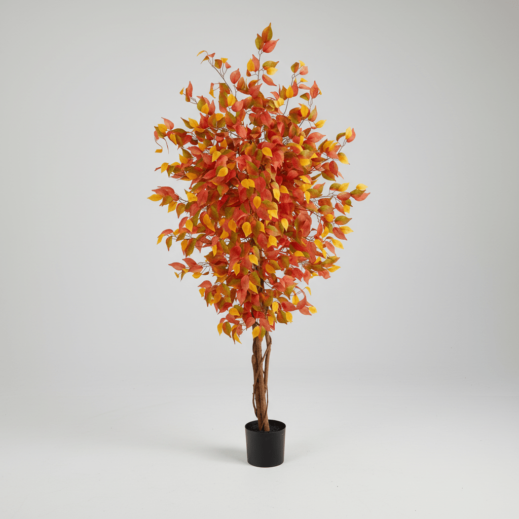 Nearly Natural 6’ Autumn Ficus Artificial Fall Tree