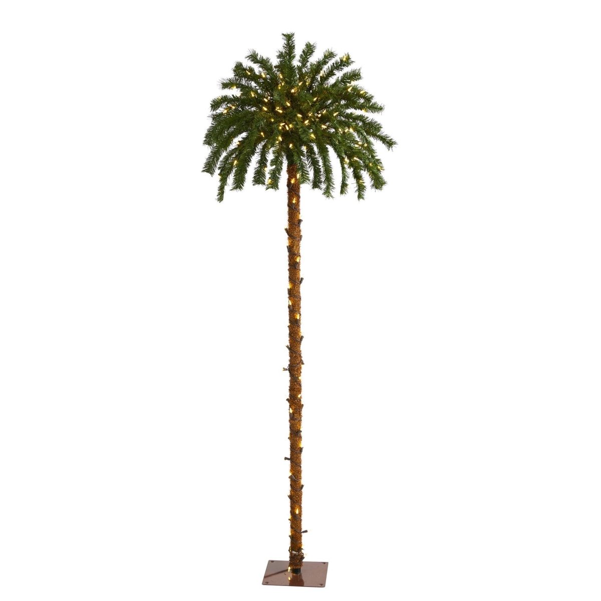 Nearly Natural 6’ Christmas Palm Artificial Tree with 200 Warm White LED Lights