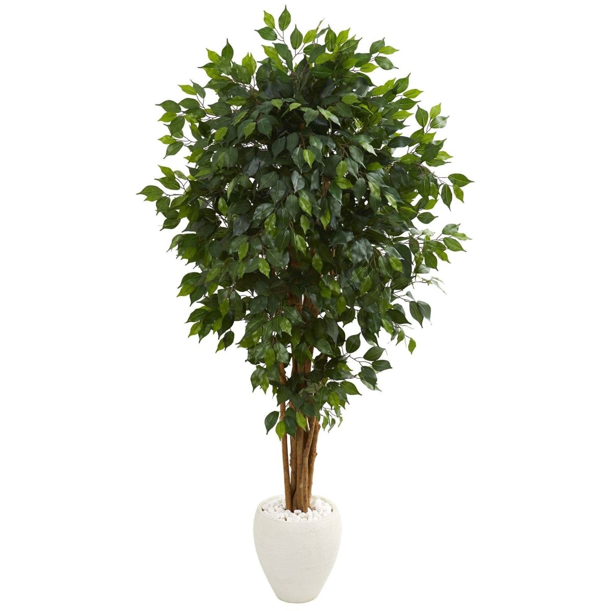 Nearly Natural 6’ Ficus Artificial Tree in White Planter