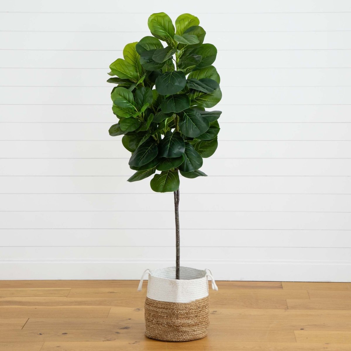 Nearly Natural 6’ Fiddle Leaf Fig Artificial Tree in Handmade Natural Jute and Cotton Planter
