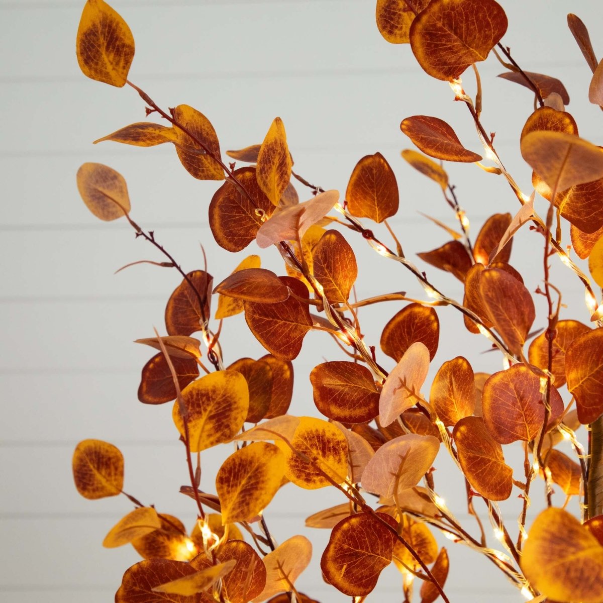 Nearly Natural 6’ Pre - Lit Autumn Eucalyptus Artificial Fall Tree with 300 Warm White LED Lights