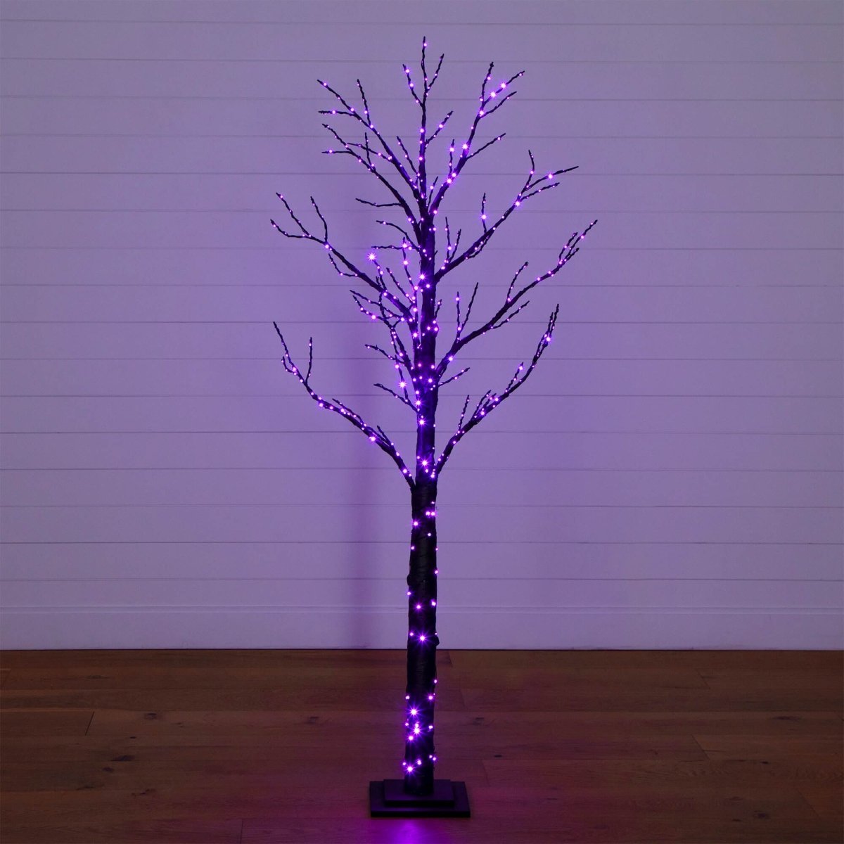 Nearly Natural 6' Pre-Lit Black Halloween Twig Tree with 480 Orange & Purple LEDs