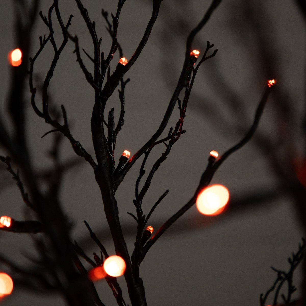 Nearly Natural 6’ Pre - Lit Halloween Black Twig Artificial Tree with 300 Orange & Purple LED Lights