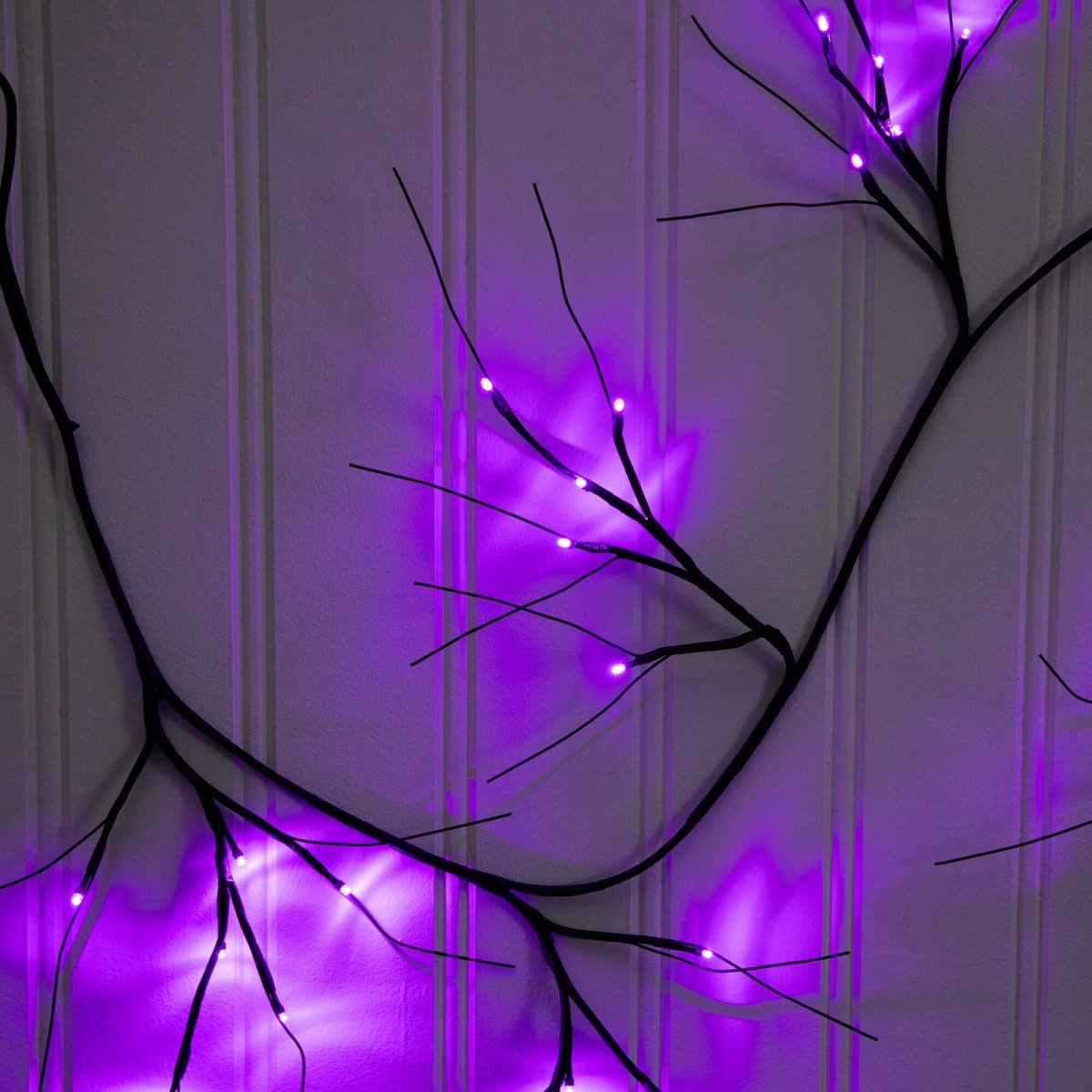 Nearly Natural 6.5' Pre-Lit Halloween Black Twig Garland with 48 Purple LEDs