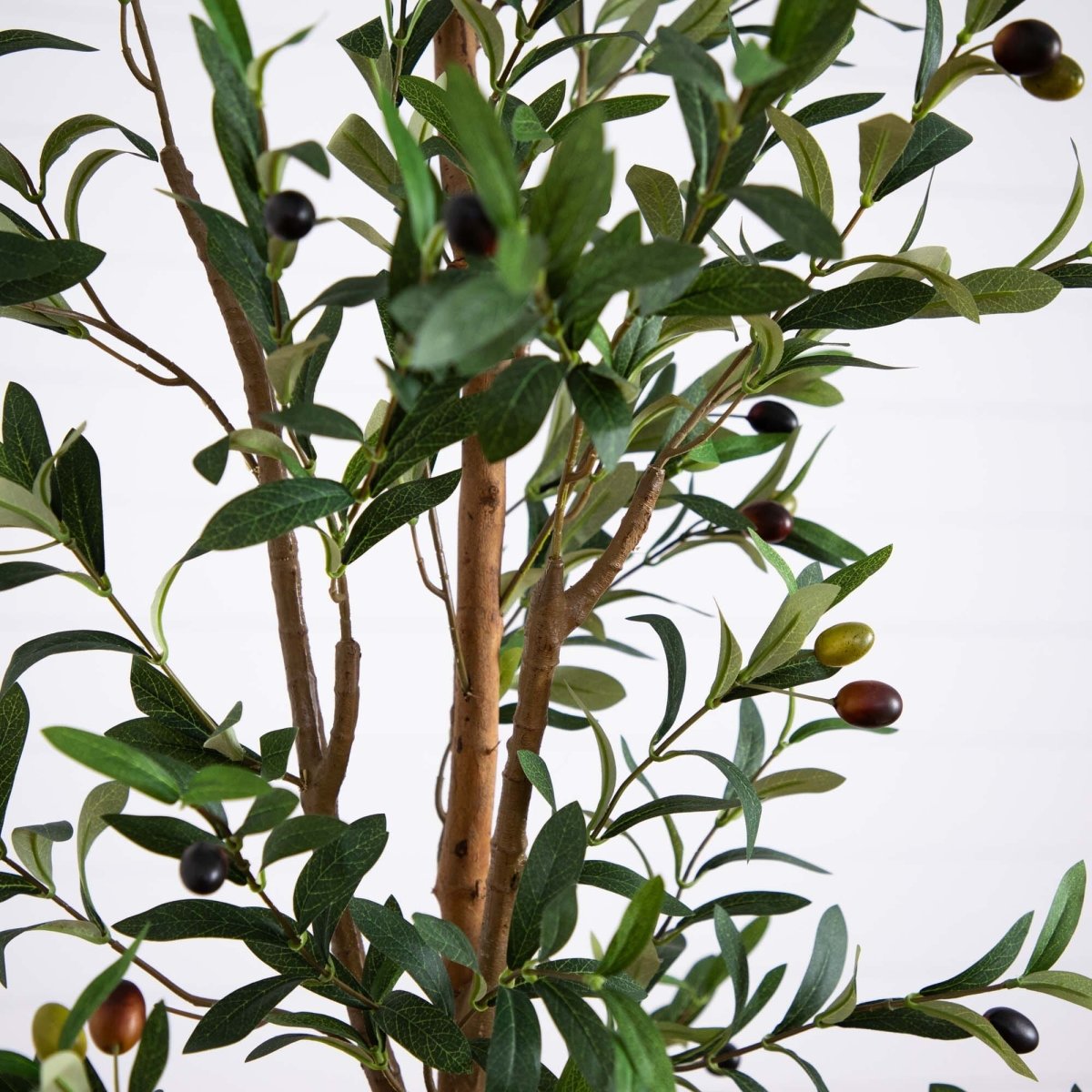 Nearly Natural 7’ Artificial Olive Tree with Natural Trunk and Handmade Jute Basket