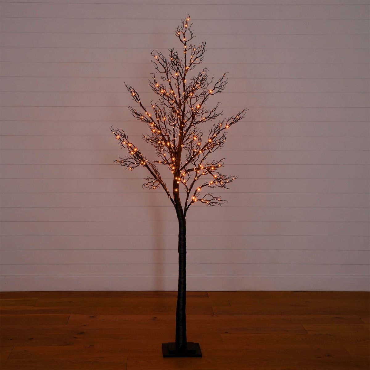 Nearly Natural 7' Pre-Lit Minimalist Halloween Twig Tree with 400 Orange & Purple LEDs