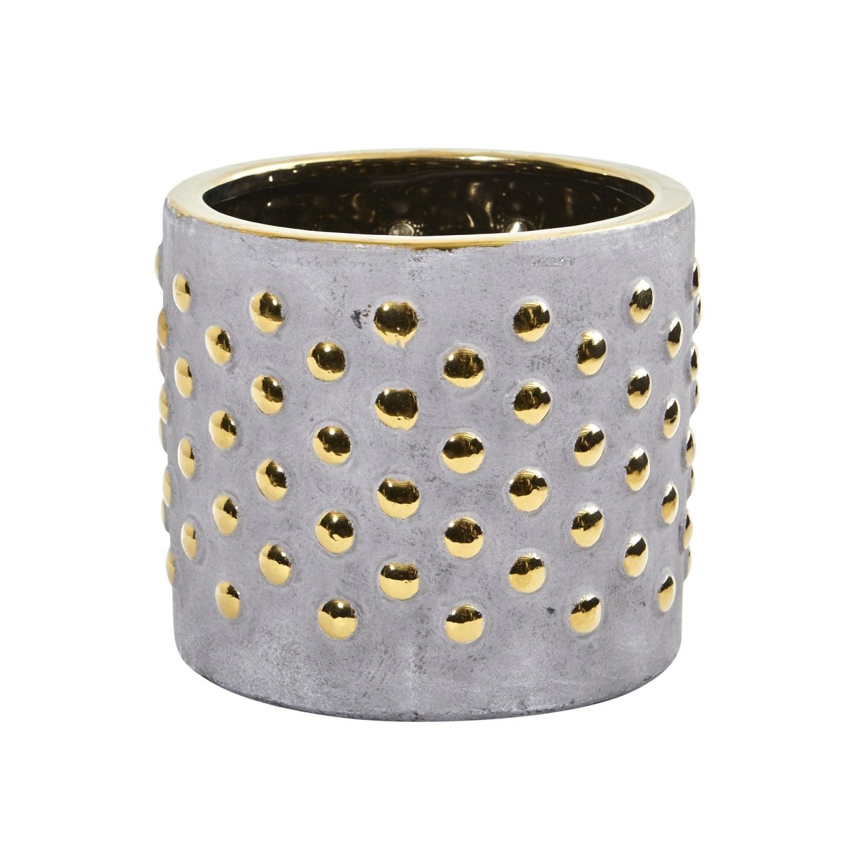 Nearly Natural 7” Regal Stone Hobnail Planter with Gold Accents