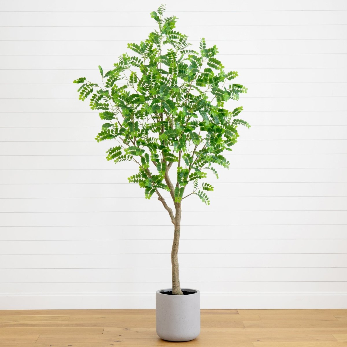 Nearly Natural 7.5’ Artificial Greco Locust Citrus Tree in Decorative Planter