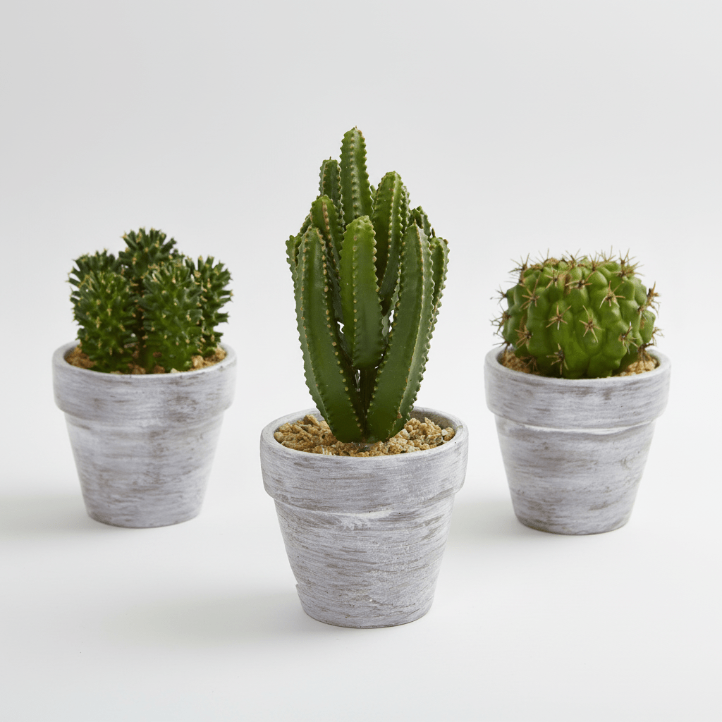 Nearly Natural 8” Cactus Artificial Plant, Set of 3