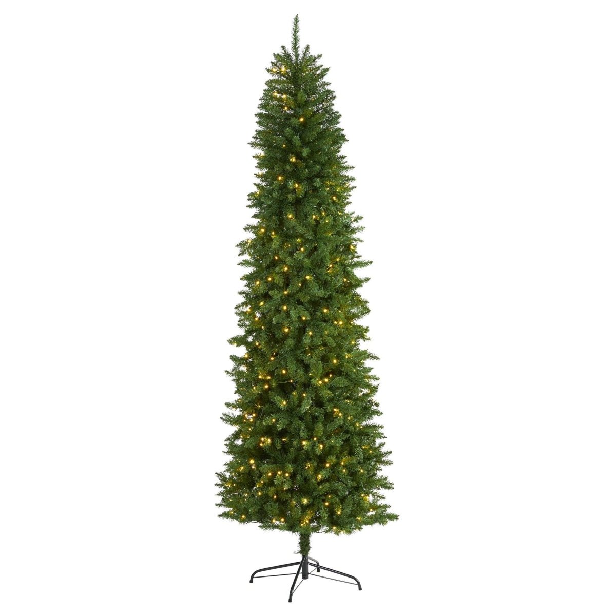 Nearly Natural 8’ Slim Green Mountain Pine Artificial Christmas Tree with 400 Clear LED Lights