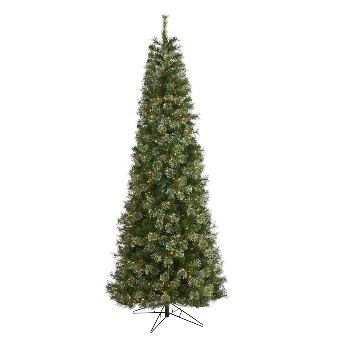Nearly Natural 9' Cashmere Slim Artificial Christmas Tree with 550 Warm White Lights and 1308 Bendable Branches