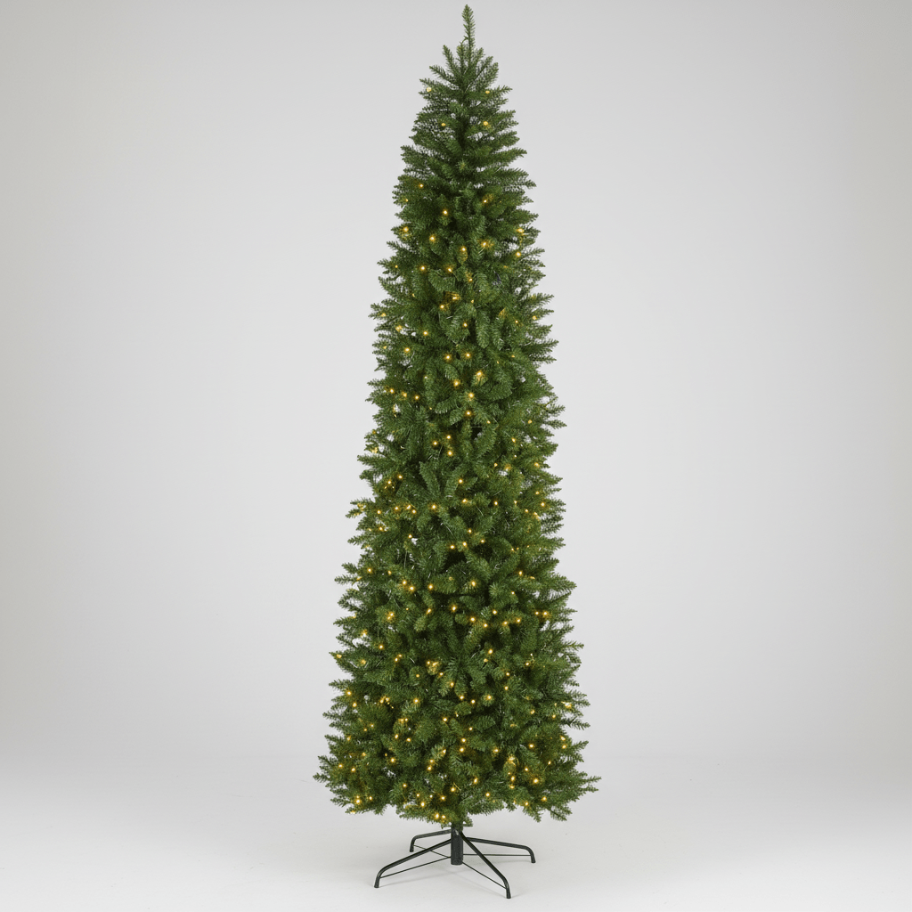 Nearly Natural 9 Ft Slim Mountain Pine Artificial Christmas Tree Pre - Lit 600 LED