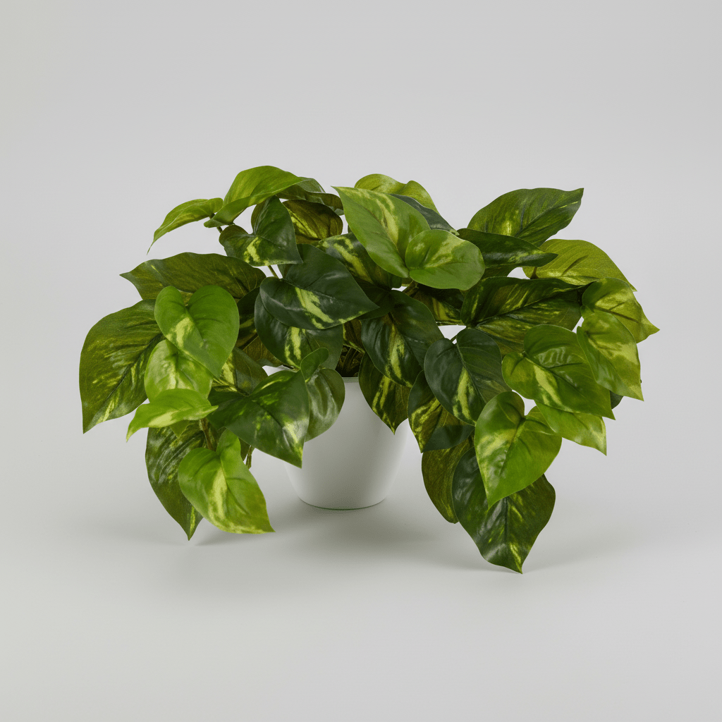 Nearly Natural 9” Pothos Artificial Plant in White Planter (Real Touch)