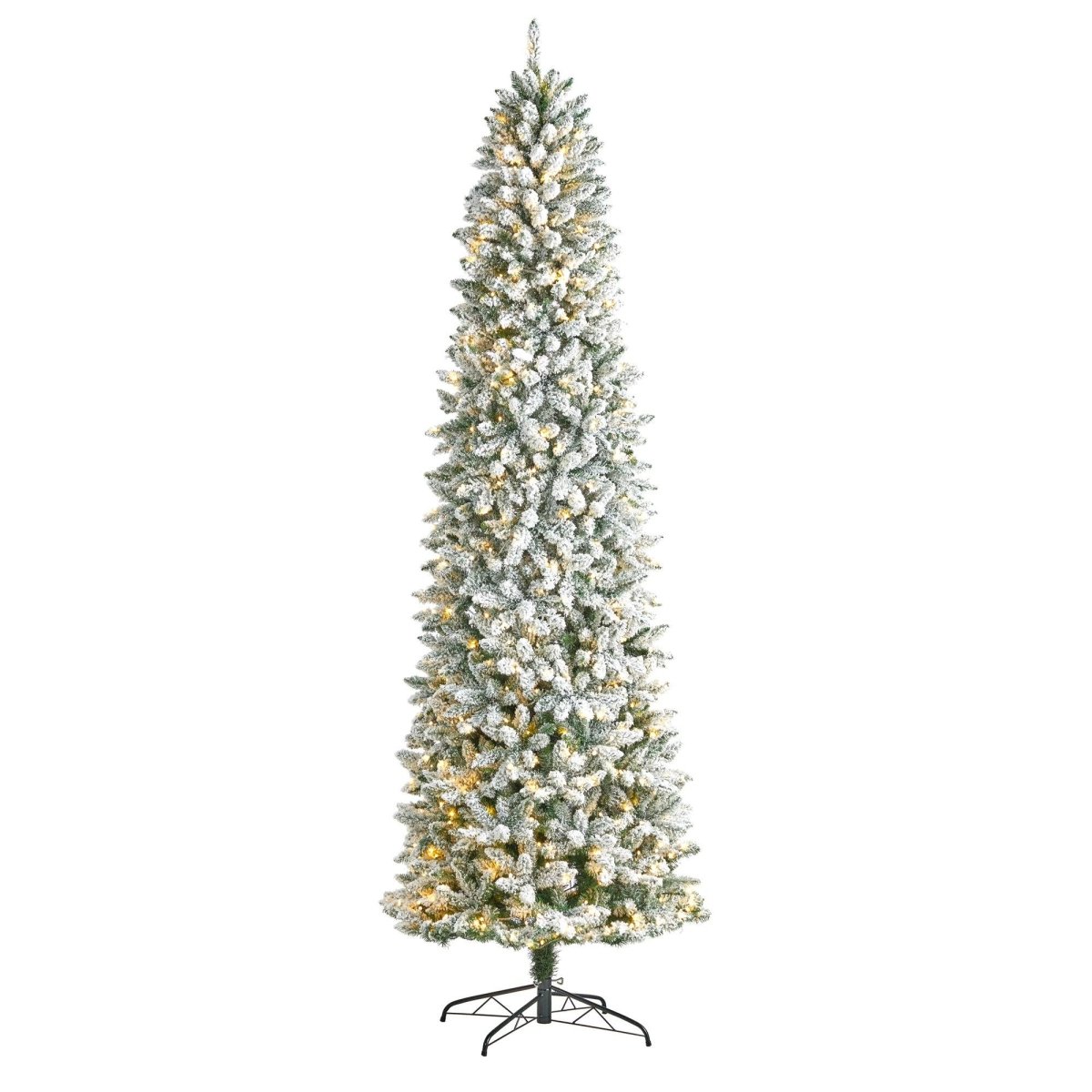 Nearly Natural 9' Slim Flocked Montreal Fir Artificial Christmas Tree - 600 LED