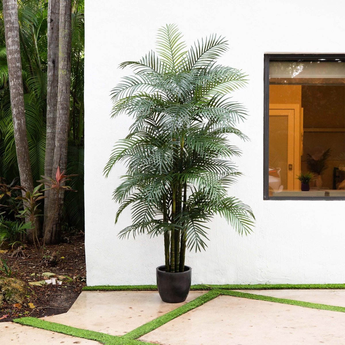 planting areca palms outdoors 9' UV Resistant Artificial Areca Palm Tree