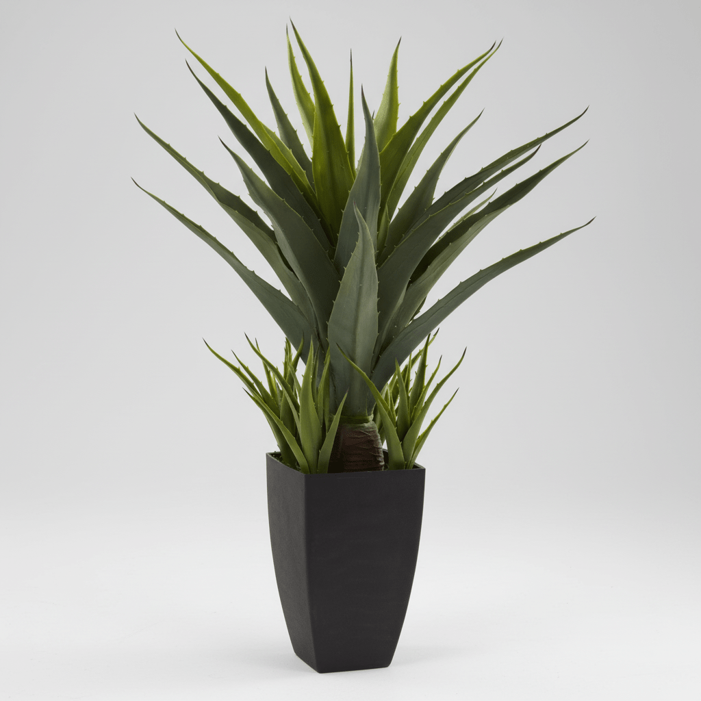 Nearly Natural Agave Artificial Plant in Black Planter