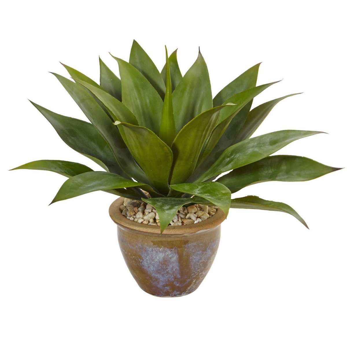 Nearly Natural Agave in Glazed Clay Pot