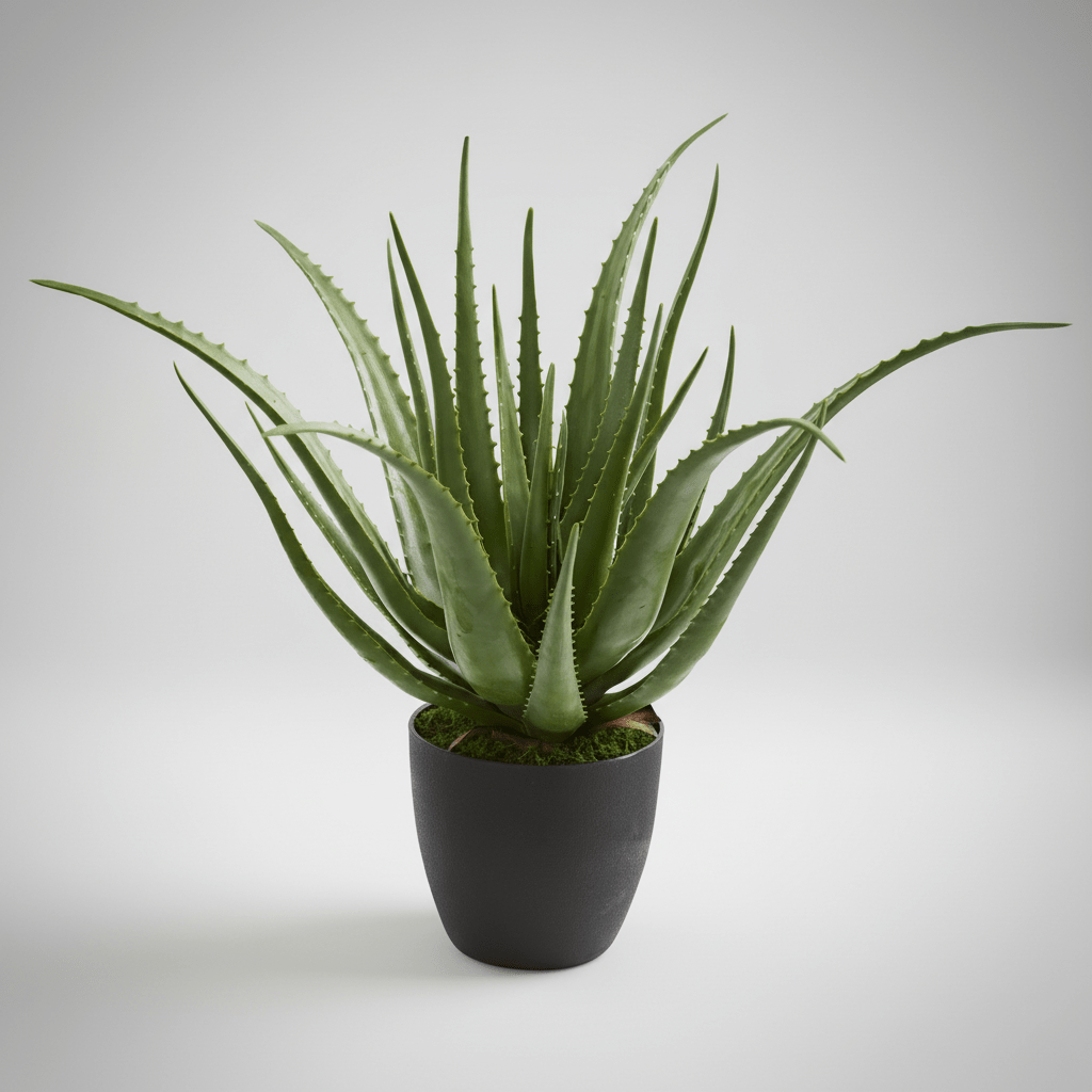Nearly Natural Aloe Vera Artificial Plant in Black Planter