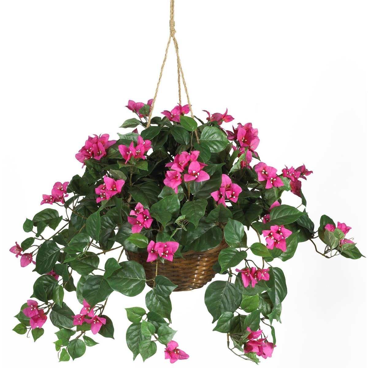 Nearly Natural Bougainvillea Hanging Basket Silk Artificial Plant