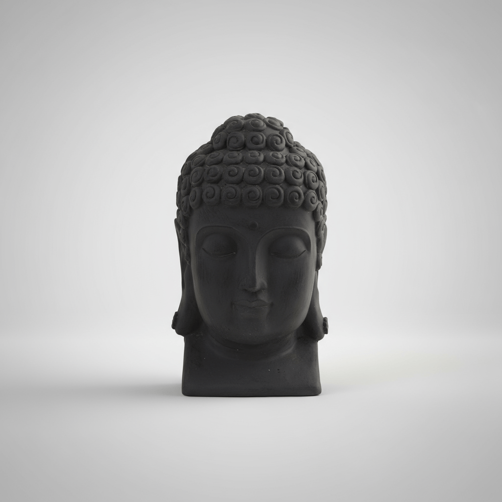 Nearly Natural Buddha Head Sculpture 15.5" Stone Finish Indoor Outdoor Decor