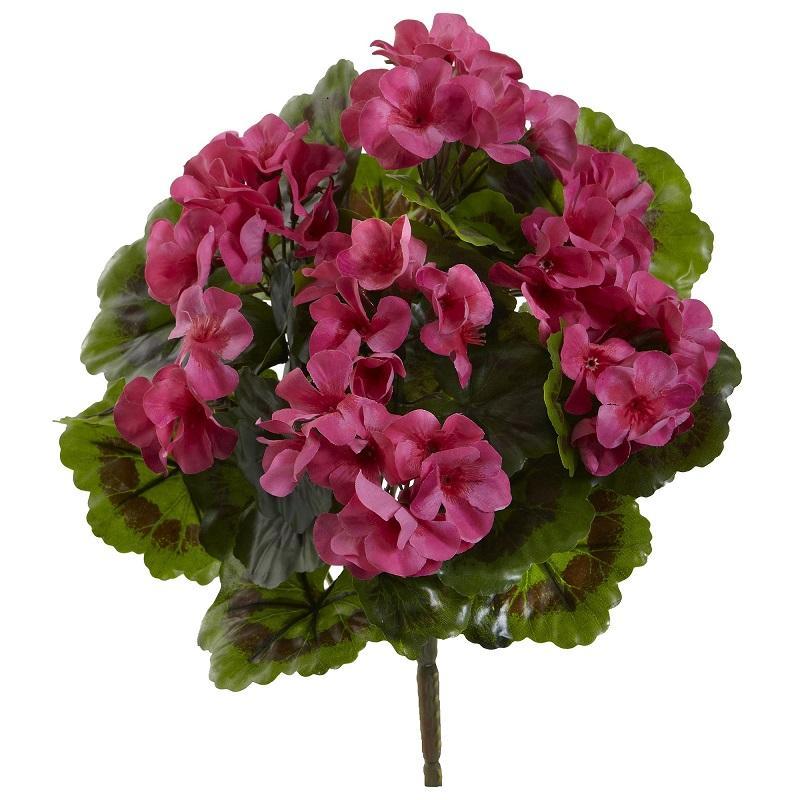 Nearly Natural Geranium Artificial Bush UV Resistant (Indoor/Outdoor) (Set of 4)