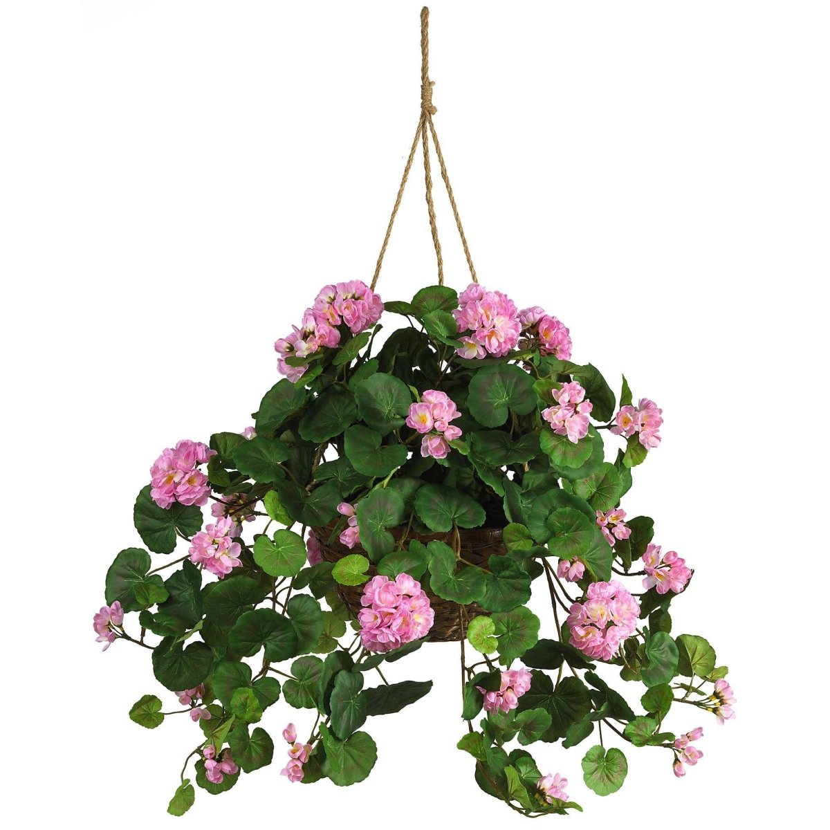 Nearly Natural Geranium Hanging Basket Silk Artificial Plant