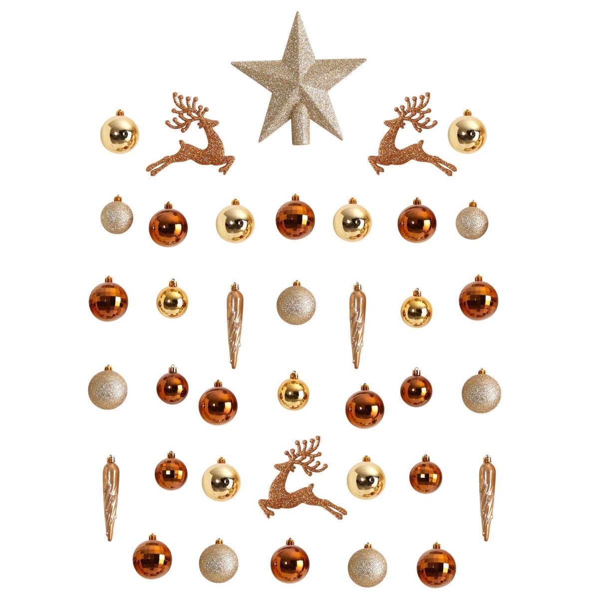 Nearly Natural Holiday Christmas 40 Count Lux Shatterproof Ornament Set with Re - Useable Storage Container