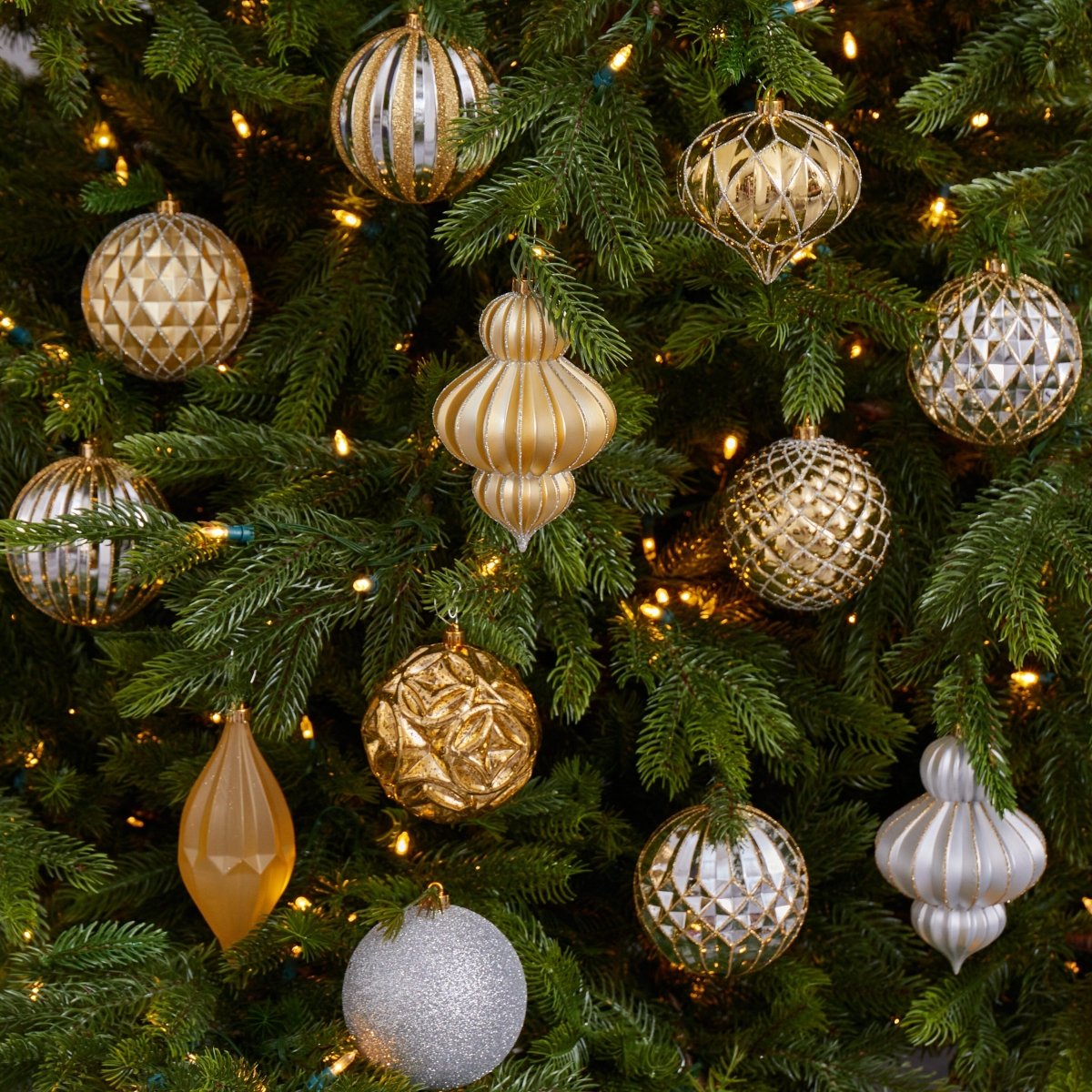 Nearly Natural Holiday Lux Shatterproof 12 Count Christmas Ornament Set