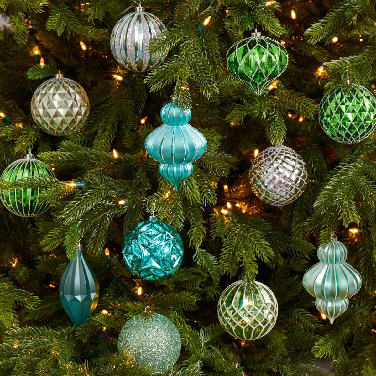 Nearly Natural Holiday Lux Shatterproof 12 Count Christmas Ornament Set