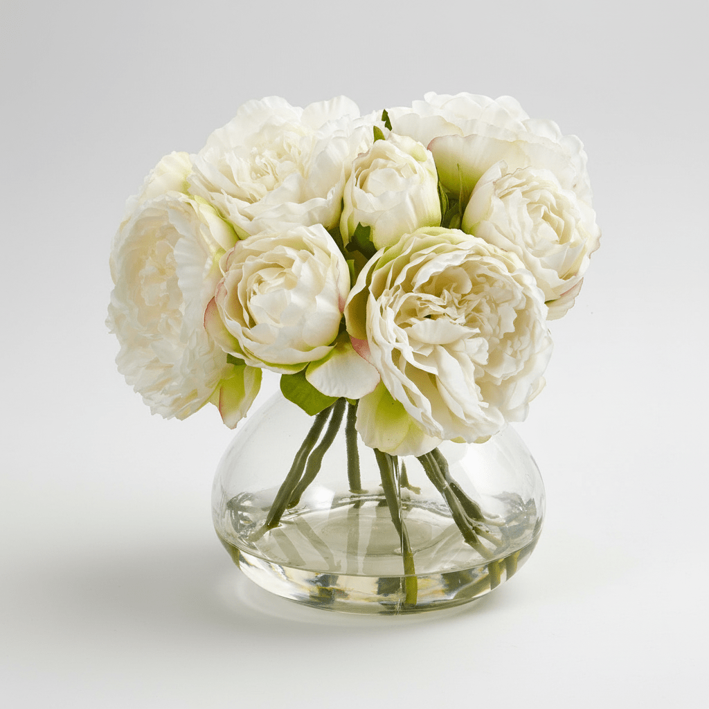 Nearly Natural Silk Peony Artificial Arrangement in Vase