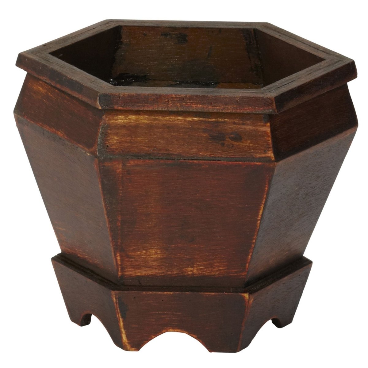 Nearly Natural Wooden Hexagon Decorative Planter (Set of 3)
